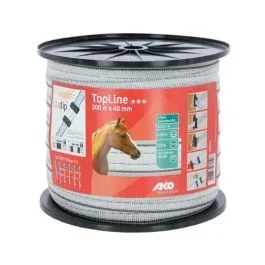 BOBINE 200m RUBANS CLOTURE TOPLINE 40mm 10 CONNECTEURS