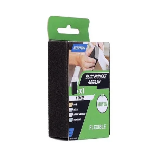 Éponge abrasive 4 faces 100 x 66 x 26 mm Grain 100