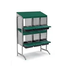 Nid de ponte pour poules en métal – 6 nids inclinés sur double support