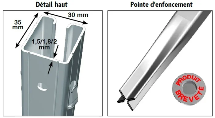 Piquet Multipic L30 H.2,20 m ép. 1,5 mm