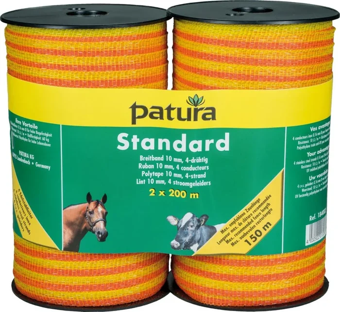Ruban STANDARD 10 mm jaune/orange 4 inox Ø0,16 (2x200m)