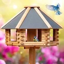 « Tofta » de VOSS.garden – maison pour oiseaux de qualité supérieure, en bois avec toit en métal